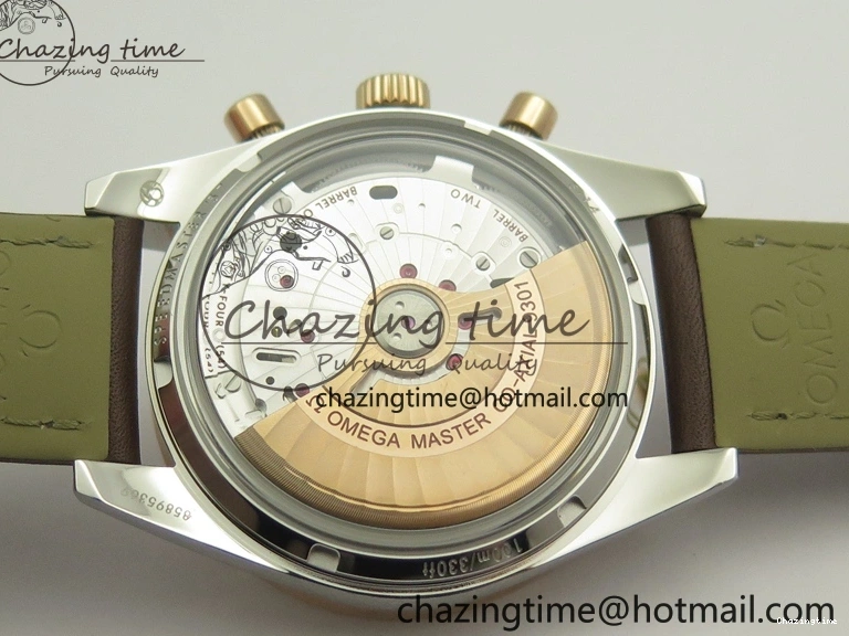 0324 Minimalist Speedmaster ’57 Co-Axial SS RG OMF 1:1 Best Edition White Dial On Leather Strap A9300 (Free Leather Strap) 8072